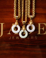 Micro Golden Dragon Head Donut Jade Pendant