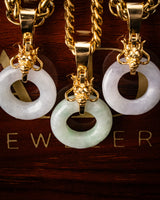 Micro Golden Dragon Head Donut Jade Pendant