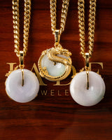 Golden Dragon Grip Disk Jade Pendant