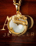 Golden Dragon Grip Disk Jade Pendant