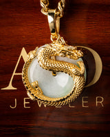 Golden Dragon Grip Disk Jade Pendant