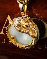Golden Dragon Grip Disk Jade Pendant