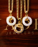 Micro Golden Dragon Grip Donut Jade Pendant