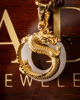 Micro Golden Dragon Grip Donut Jade Pendant