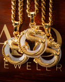 Micro Golden Dragon Grip Donut Jade Pendant