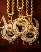 Micro Golden Dragon Grip Donut Jade Pendant