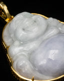 White Laughing Buddha Gold Lucky Coin Wrap Pendant