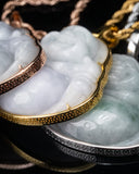 White Laughing Buddha Gold Lucky Coin Wrap Pendant