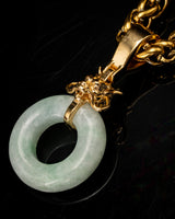 Micro Golden Dragon Head Donut Jade Pendant