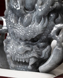 Smoky Gray Dragon Guardian Mask Jade Pendant