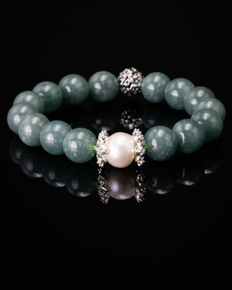 Sakura Pearl Green Jade Beaded Bracelet