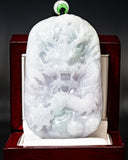 Icy White & Pale Green Dragon and Qilin Jade Pendant