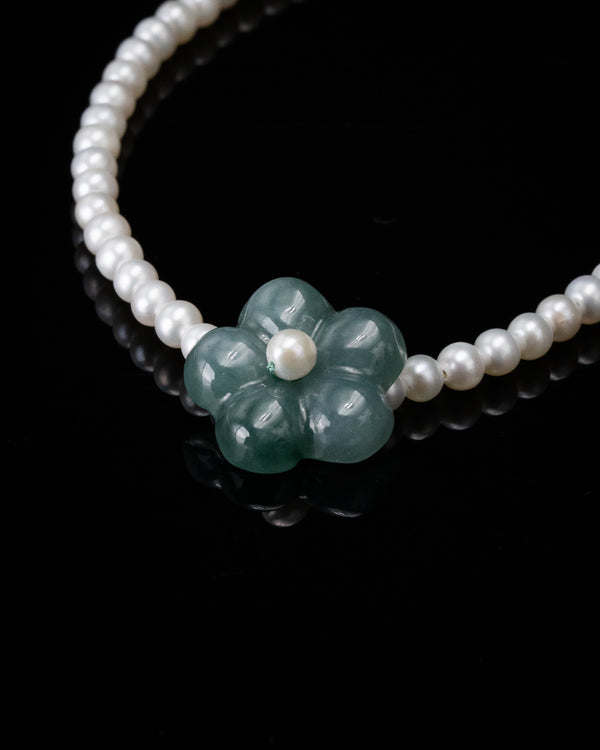Pearl Beaded Sakura Jade Charm Bracelet