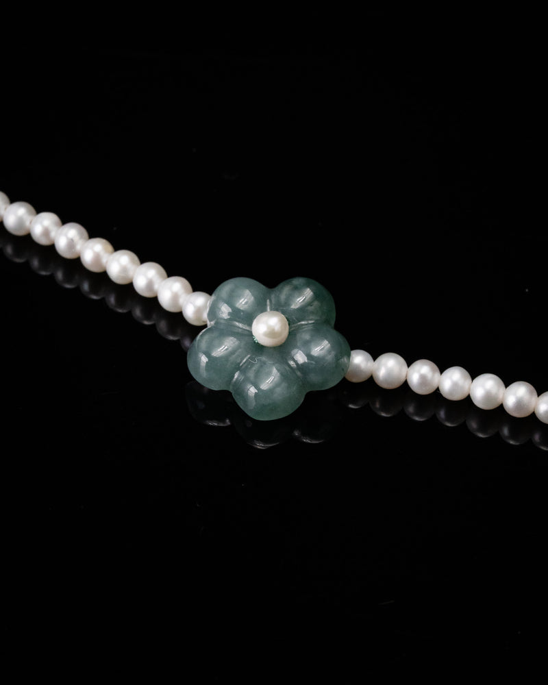 Pearl Beaded Sakura Jade Charm Bracelet