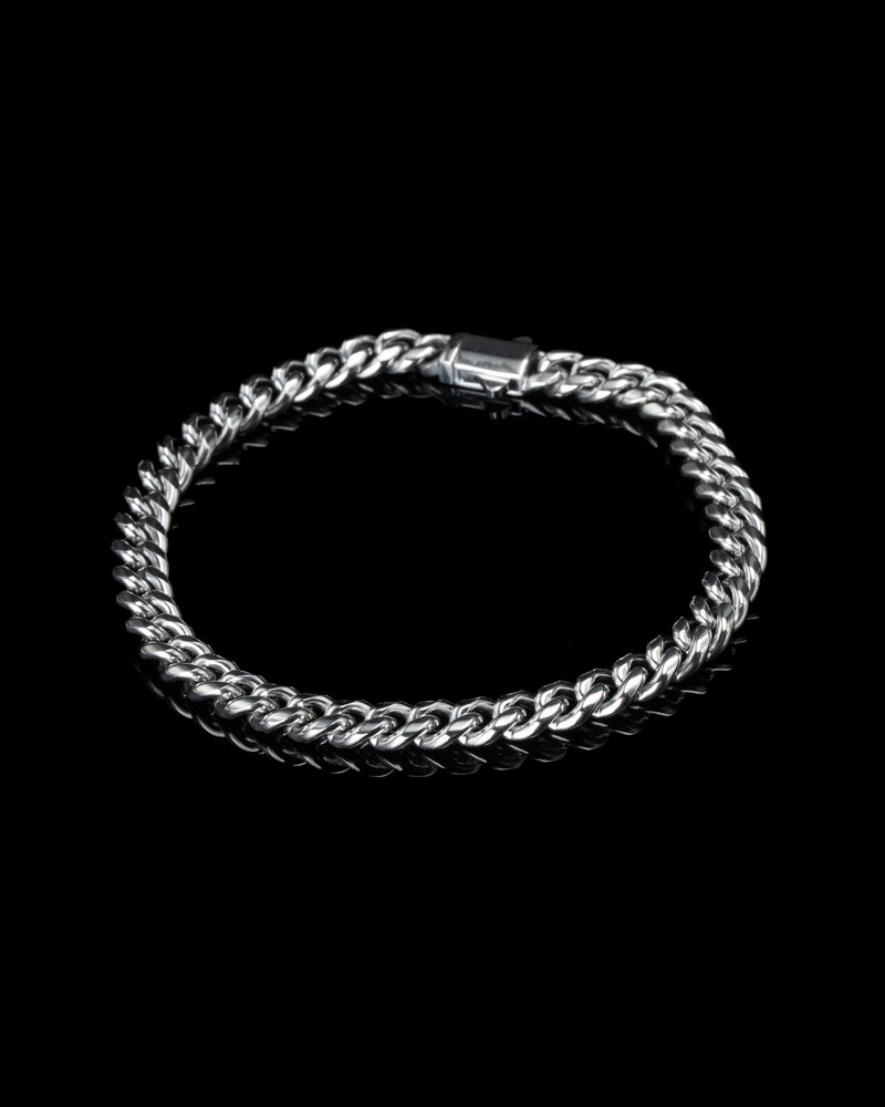 6mm White Gold Cuban Bracelet