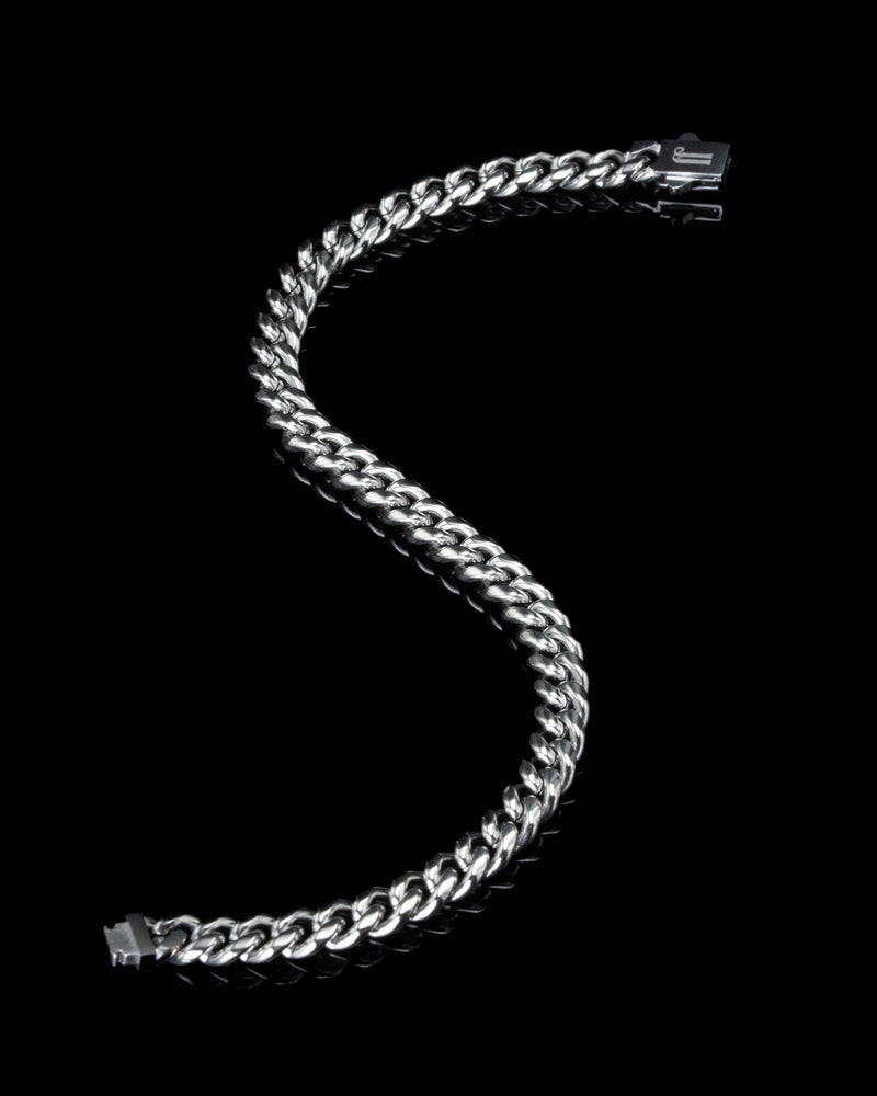 6mm White Gold Cuban Bracelet