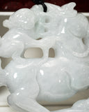 Icy White Monkey Riding Horse Jade Pendant