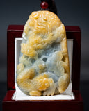 Golden Yellow & White Cloud Dragon Jade Pendant