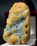 Golden Yellow & White Cloud Dragon Jade Pendant
