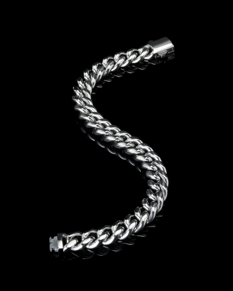 10mm White Gold Cuban Bracelet