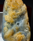 Golden Yellow & White Cloud Dragon Jade Pendant