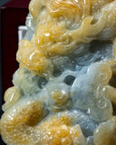 Golden Yellow & White Cloud Dragon Jade Pendant