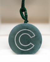 Chicago Engraved Circle Jade Pendant