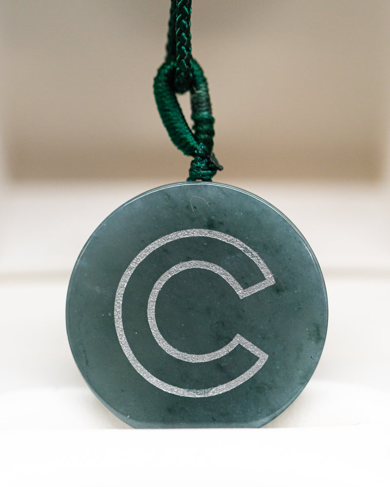 Chicago Engraved Circle Jade Pendant