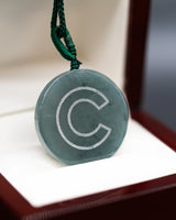 Chicago Engraved Circle Jade Pendant