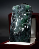 Deep Green & Smoky Gray Ruyi Jade Pendant