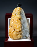 Golden Yellow & White Dragon Jade Pendant