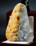 Golden Yellow & White Dragon Jade Pendant
