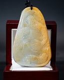 Golden Yellow & White Dragon Jade Pendant