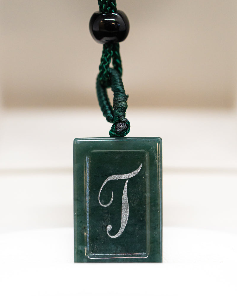 Micro Letter Engraved Jade Pendant