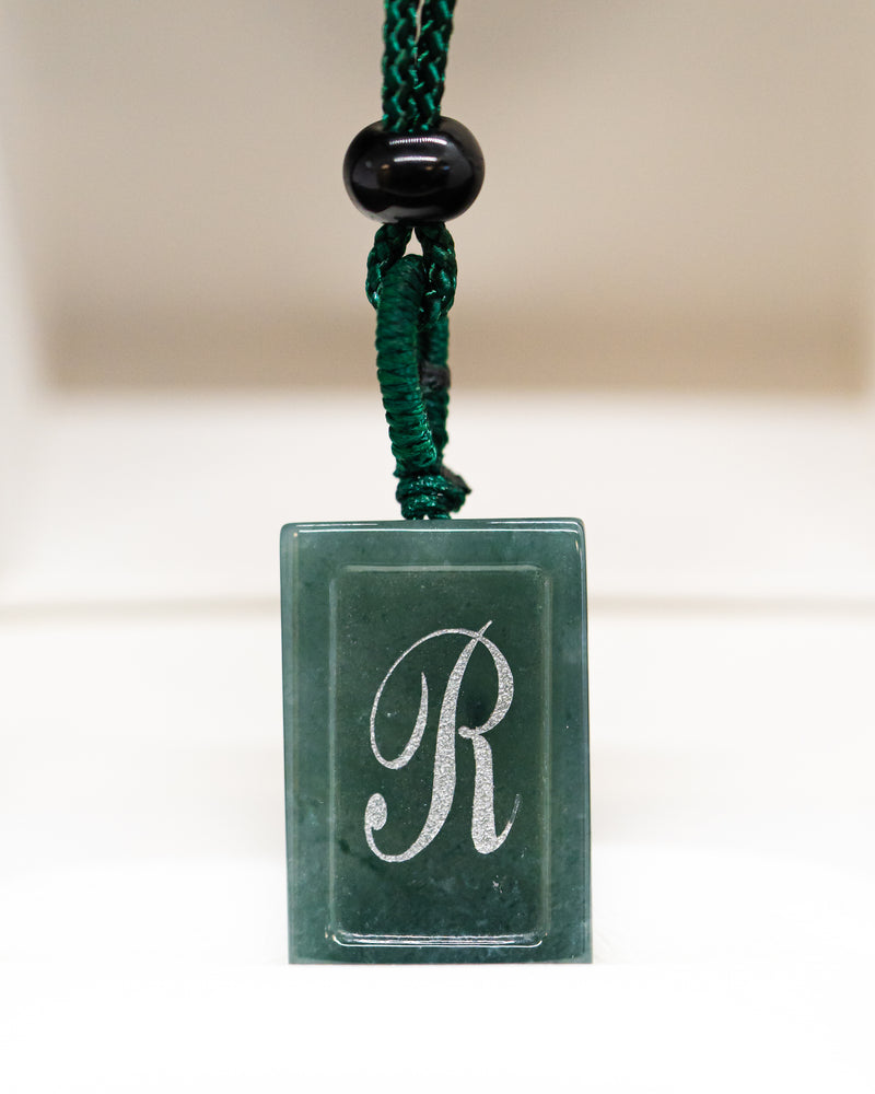 Micro Letter Engraved Jade Pendant