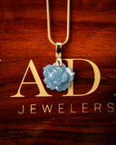 Micro Peony Blue Water Jade Pendant
