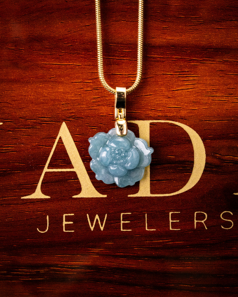 Micro Peony Blue Water Jade Pendant