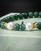 Twin Pearl Blue Water Beaded Jade Bracelet