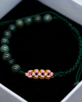 Beaded Green Rope Serene Blossom Jade Bracelet
