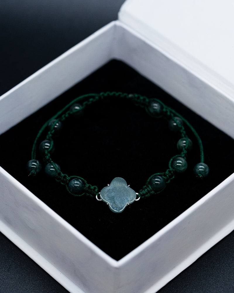 Beaded Rope Clover Jade Rope Bracelet