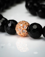 Golden Charm Beaded Diamond Cut Black Jade Necklace