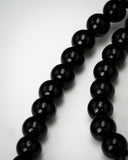 Gold Charm Black Beaded Jade Necklace
