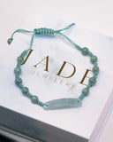 Blue Water-White Jade Bar Rope Bracelet