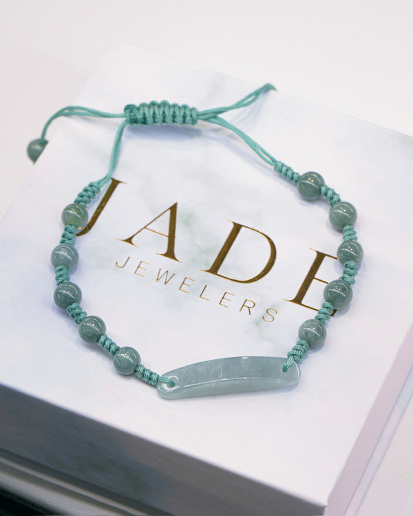 Blue Water Jade Bar Rope Bracelet
