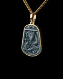 Lucky Coin Gold Wrap Blue Water Dragon Jade Pendant
