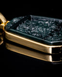 Gold Wrapped Blue Water Jade Dragon Pendant