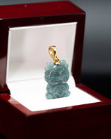 Micro Lion Dancer Blue Water Jade Pendant