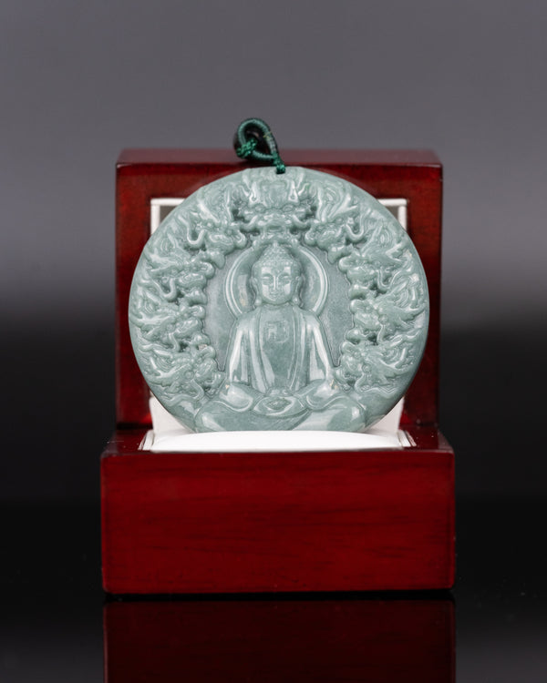 Buddha's Dragon Embrace Jade Pendant