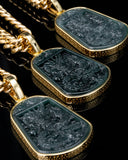 Lucky Coin Gold Wrap Blue Water Dragon Jade Pendant
