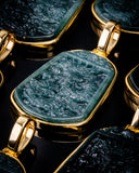 Gold Wrapped Blue Water Jade Dragon Pendant